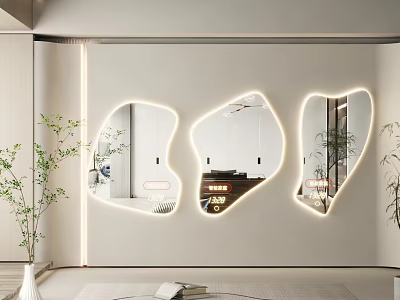 Modern Luxury Irregular Shaped Mirrors With LED Lights For Interior Wall Decor 3d model