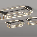 Modern Geometric LED Ceiling Lights With Sleek Black Frame And Warm Ambient Glow 3d model
