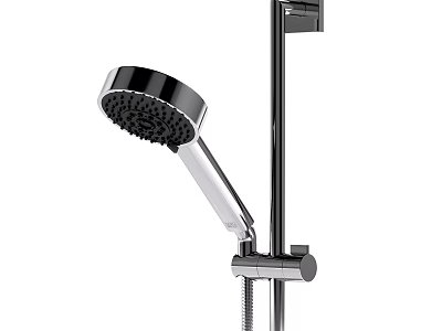Chrome Finished Handheld Shower Head With Adjustable Bracket Flexible Hose And Modern Design 3d model