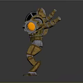 Mechanical Character With Gold Silver Armor Helmet And Arm Mechanisms