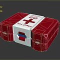 Red First Aid Kit Storage Case With Secure Latch And Emergency Supplies 3d model