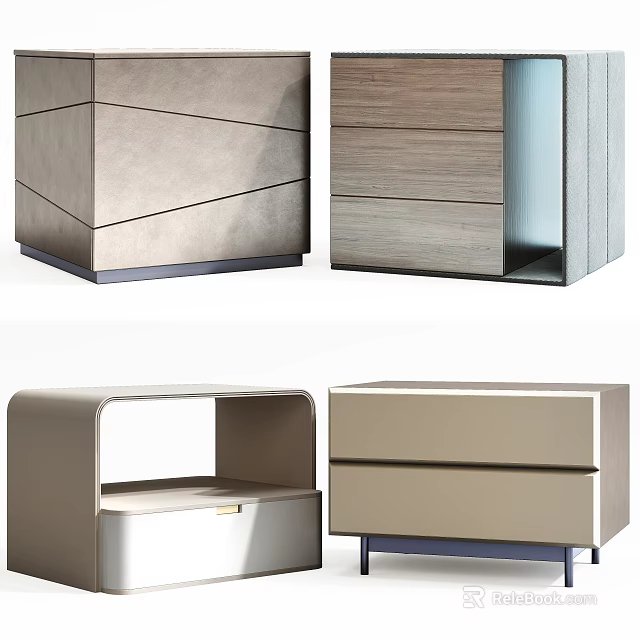 Modern Bedside Tables With Drawers And Open Storage In Contemporary Design 3d model 