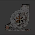 Rusty Vintage Industrial Metal Fan Equipment With Mechanical Structure And Rotor 3d model