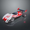 Red and White Race Car Featuring Rear Wing and Number 04 Exterior Design