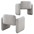 Modern Beige Accent Chair With Rounded Armrests And Soft Comfortable Fabric 3d model