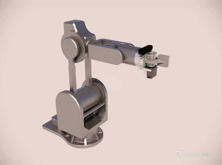 Industrial Robotic Arm with Mechanical Gripper for Factory Automation Processes 3d model 