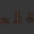 Aged Rusted Metal Scenic Construction Components With Framework Scaffolding And Structural Parts