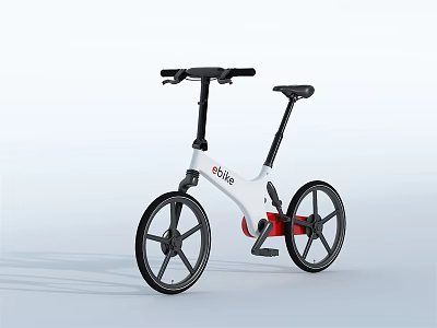 Sleek E Bike With White Frame Black Wheels And Red Accents 3d model