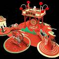 Traditional Chinese Wedding Scene With Red Sedan Chair Bride Groom And Decorative Lanterns