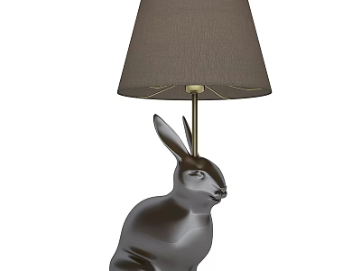 Unique Rabbit Shaped Table Lamp With Gray Textured Shade And Modern Decorative Design 3d model