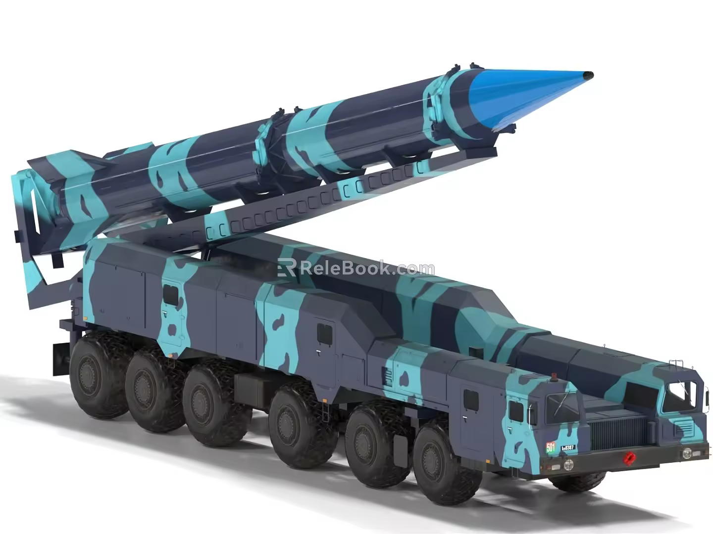 Missile Launcher Shaheen 2 Ballistic Missile Supersonic Missile Subgrade Medium Range Missile 3d model