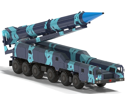 Missile Launcher Shaheen 2 Ballistic Missile Supersonic Missile Subgrade Medium Range Missile 3d model