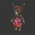 Cute Cartoon Chihuahua Character with Brown Fur Pink Decorative Sash and Shoes