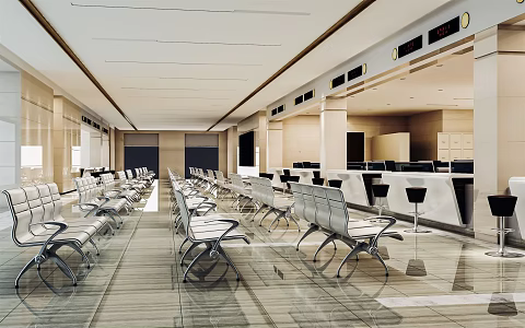 Modern Hall Office Hall Service Center Service Hall Convenience Service Hall Reception Hall Window Waiting Area 3d model