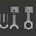 Metallic Engine Pistons And Connecting Rods Displayed On Reflective Surface