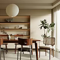Modern Dining Room Interior Design With Table Chairs And Plants