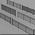Black Metal Fence Designs With Various Railing Patterns And Decorative Posts 3d model