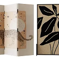 Decorative Room Divider with Leopard Stars Moon and Leaf Art Design 3d model