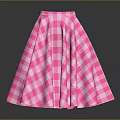 Pink And White Plaid Flared Skirt Stylish Women's Casual Fashion Wear