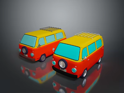 minibus minivan driverless bus school bus van box car 3d model