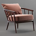 Modern Minimalist Single Sofa With Wooden Frame And Light Brown Cushion
