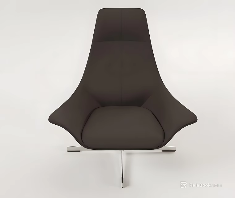 Modern Stylish Leather Leisure Chair With Ergonomic Design And Metal Base 3d model 