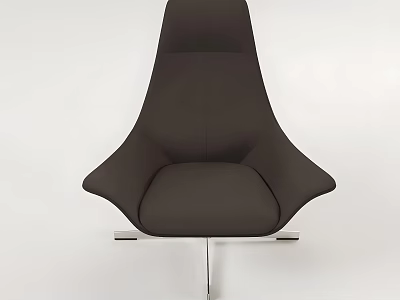 Modern Stylish Leather Leisure Chair With Ergonomic Design And Metal Base 3d model