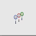 Vibrant Badminton Rackets In Blue Red Green With Decorative Dots And Stripes