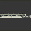Industrial System With Blue Components Piping Framework And Valves
