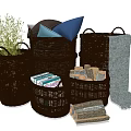 Woven Storage Baskets for Organizing Books Blankets Pillows and Plants at Home
