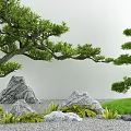 Serene Garden Design With Lush Trees Decorative Rocks Green Grass And Small Plants