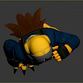 3D Eagle Character In Blue Combat Suit With Headphones Goggles And Yellow Claws