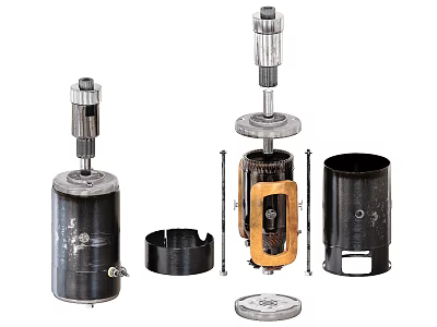 Industrial Equipment Mechanical Parts Including Shafts Housings and Cylinder Components 3d model