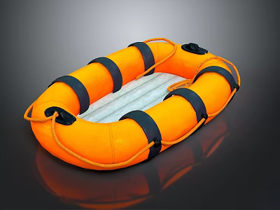 Orange Inflatable Life Raft Featuring Black Straps And Secure Floating Design For Safety 3d model