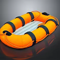 Orange Inflatable Life Raft Featuring Black Straps And Secure Floating Design For Safety