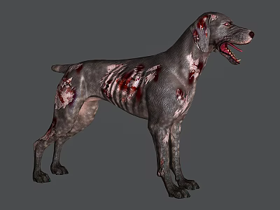 Zombie Reptile With Bloody Wounds And Scaly Skin In Gray Background 3d model