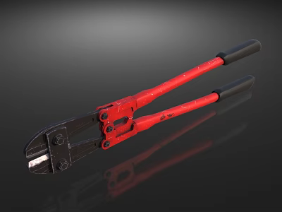 Hardware Tools Heavy Duty Bolt Cutters With Red Handles And Black Jaws 3d model