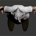 Cartoon Man in White Shirt With Tie Brown Pants And Brown Shoes