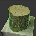 Natural Wooden Stump With Bark Texture On White Stone Base 3d model