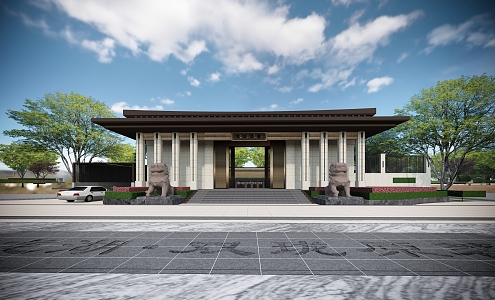 New Chinese-style Gate Entrance 3d model