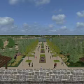 Scenic Park Landscape With Wooden Bridge Traditional Pagoda Serene Water And Lush Greenery