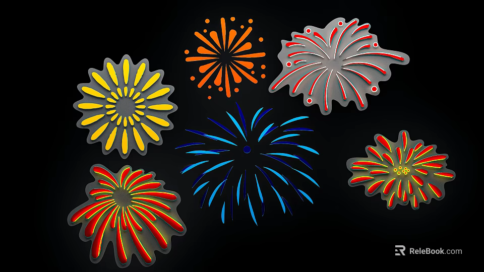 Colorful Firework Shaped Floral Display Creative Decorative Design For Event Decoration 3d model 