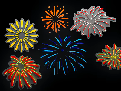 Colorful Firework Shaped Floral Display Creative Decorative Design For Event Decoration 3d model