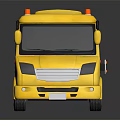 Yellow School Bus Model With Red Warning Lights And Stop Sign On Black Background