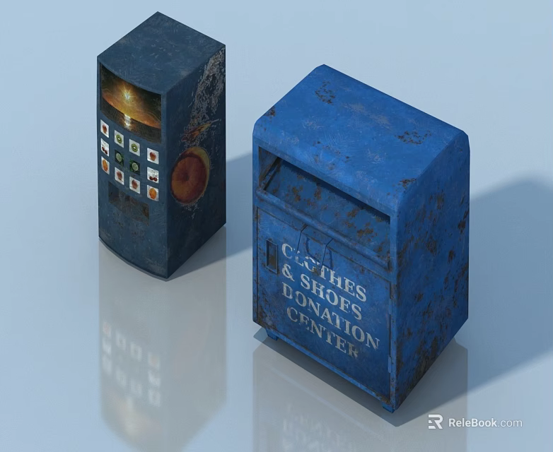 Vintage Blue Pet Cabinet With Control Buttons And Storage Compartment 3d model