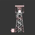 Red And White Metal Communication Tower Building Structure With Small Base Construction 3d model