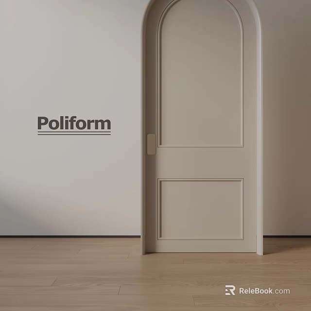 Poliform Modern Hinged Door Design With Light Beige Finish And Minimalist Frame 3d model 