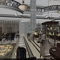 Luxury Sales Office Interior With Chandelier Marble Floor And Sofa Furniture