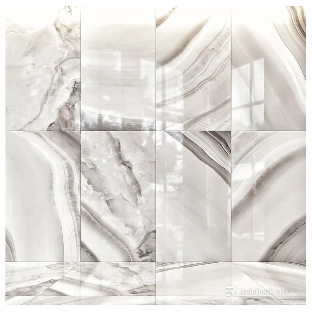 Marble Pattern Floor Tiles With Natural Veins And Glossy Surface 3d model 