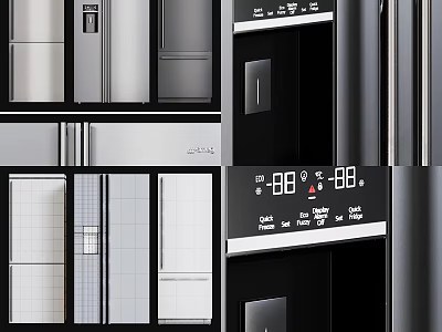 Modern Refrigerators And Freezers With Sleek Design And Digital Temperature Control Panels 3d model